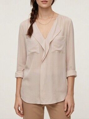 Aritzia Babaton 💯 Silk Dress Shirt Natural Fibers Oversized Relaxed Baggy Boxy
